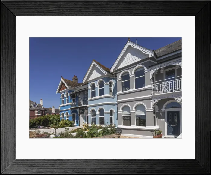 Framed Print : England, West Sussex, Worthing, Colourful Seafront Bed and Breakfast Accomodation