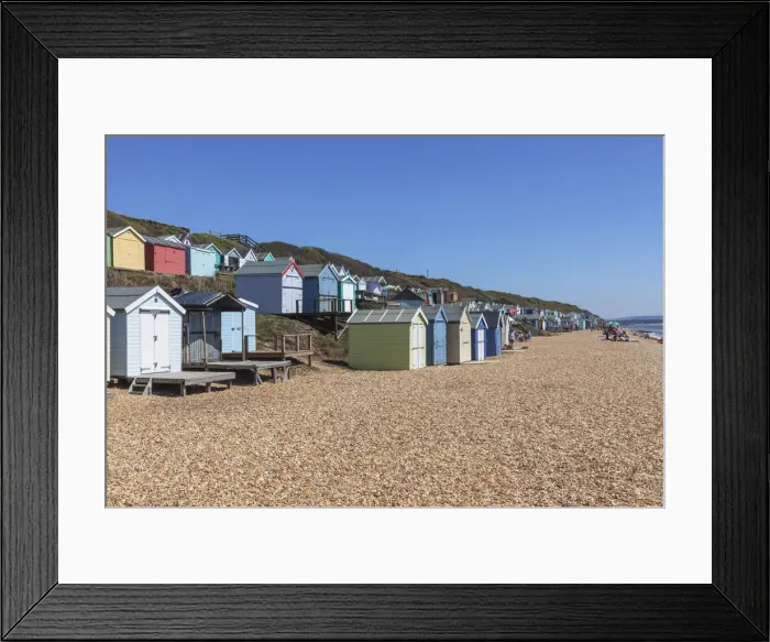 Framed Print : England, Hampshire, New Forest, Milton on Sea, Colourful Beach Huts Framed Print : England, Hampshire, New Forest, Milton on Sea, Colourful Beach Huts