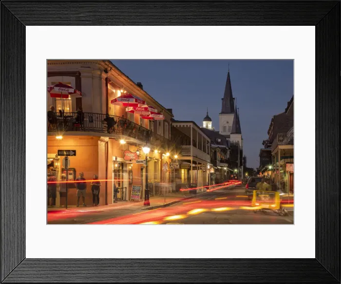Framed Print : USA, Louisiana, New Orleans, Chartres street at night Framed Print : USA, Louisiana, New Orleans, Chartres street at night