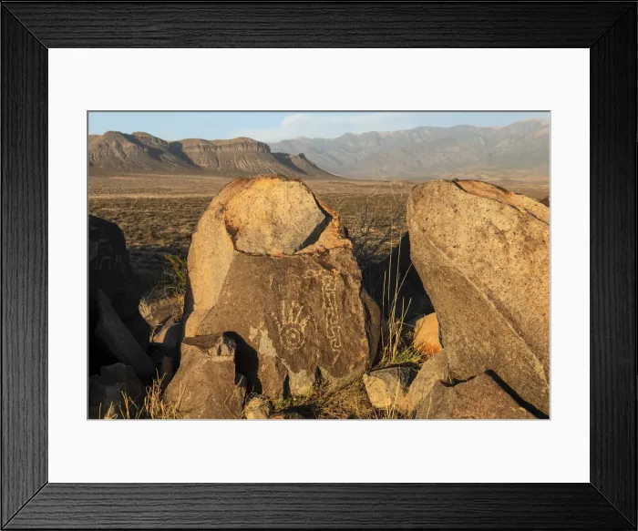 Framed Print : USA, New Mexico, Three Rivers Petroglyph Site, BLM