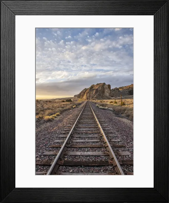 Framed Print : USA, New Mexico, railroad track near Cerrillos