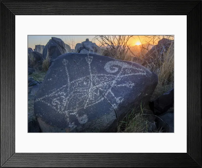 Framed Print : Three Rivers Petroglyph Site, BLM, New Mexico, USA