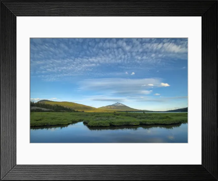 Framed Print : USA; Oregon, Deschutes National Forest, Sparks Lake and Mount Bachelor Framed Print : USA; Oregon, Deschutes National Forest, Sparks Lake and Mount Bachelor