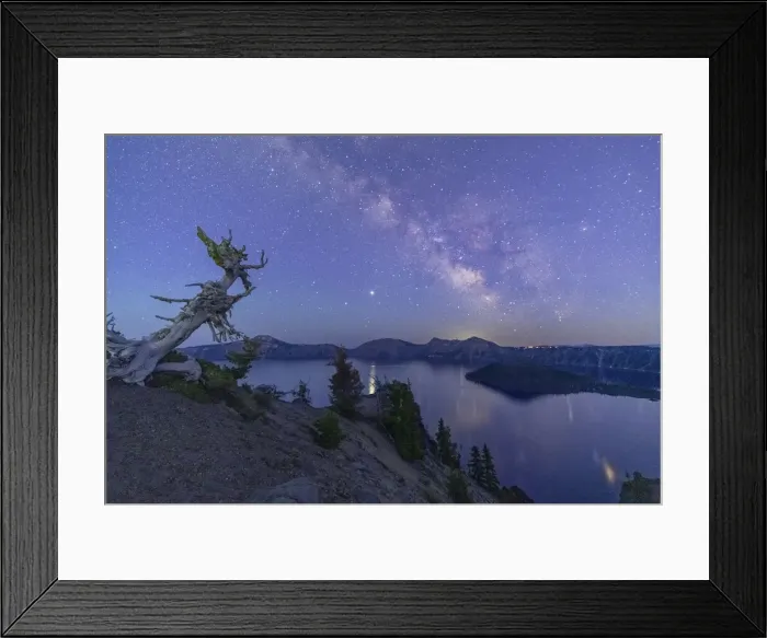 Framed Print : USA, Oregon, Crater Lake National Park, Milky way and pine tree Framed Print : USA, Oregon, Crater Lake National Park, Milky way and pine tree
