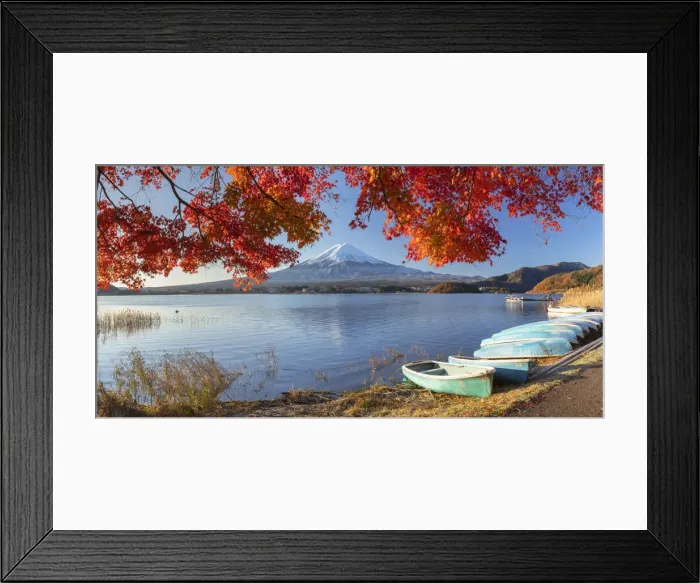 Framed Print : Mount Fuji and Lake Kawaguchi, Yamanashi Prefecture, Japan