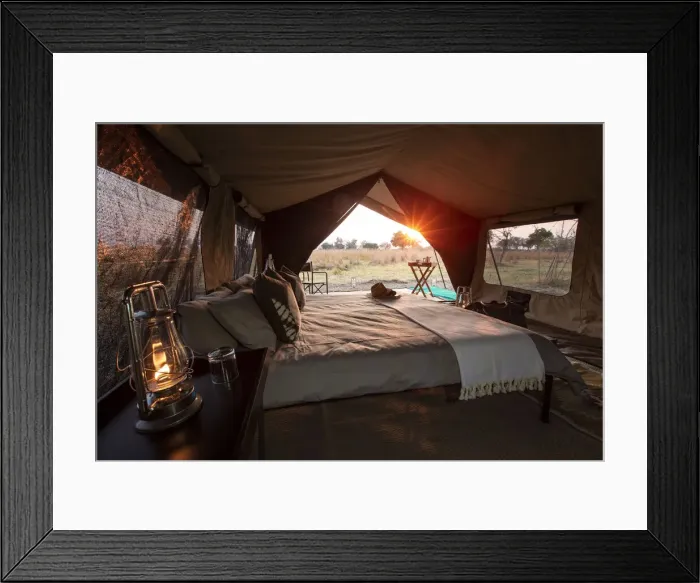 Framed Print : Safari tent, Moremi National Park, Okavango Delta, Botswana Framed Print : Safari tent, Moremi National Park, Okavango Delta, Botswana