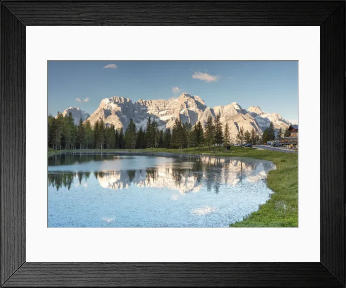 Framed Print : Lake of Antorno taken up during a cool summer morning, Dolomiti Framed Print : Lake of Antorno taken up during a cool summer morning, Dolomiti