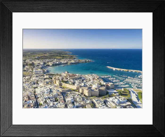 Framed Print : aerial view of the city center of Otranto in summer time Framed Print : aerial view of the city center of Otranto in summer time