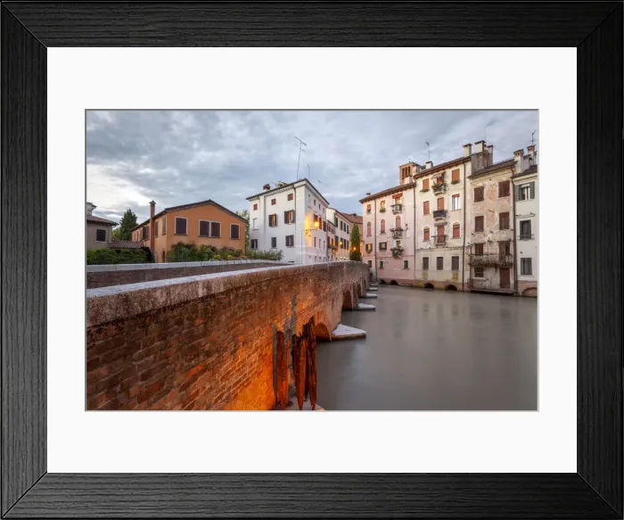 Framed Print : San Francesco Bridge on Cagnaln Canal at dusk, Treviso, Veneto, Italy Framed Print : San Francesco Bridge on Cagnaln Canal at dusk, Treviso, Veneto, Italy
