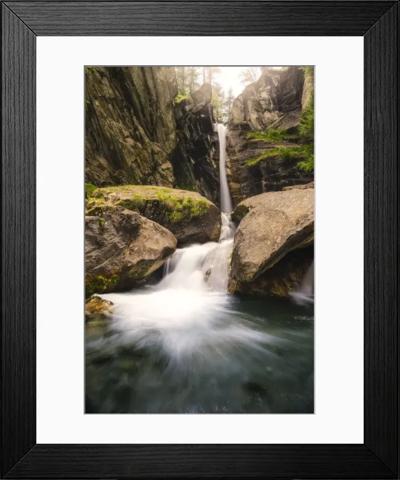 Framed Print : Piss del Passet waterfall in Maira Valley, Canosio, Piedmont, Italy Framed Print : Piss del Passet waterfall in Maira Valley, Canosio, Piedmont, Italy