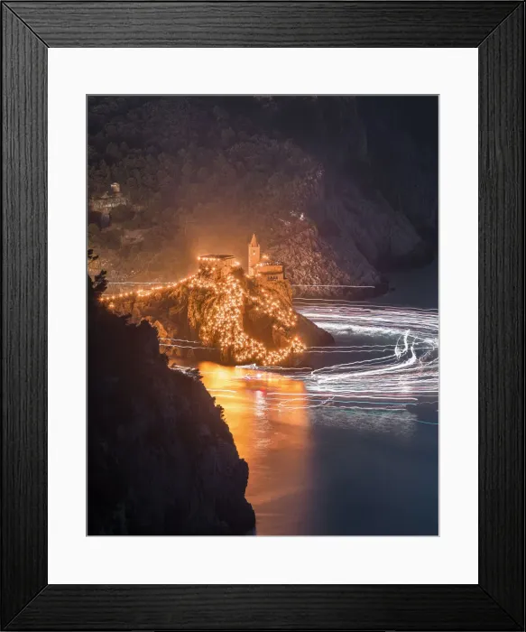 Framed Print : Night on the San Pietro Church during the Madonna Bianca event
