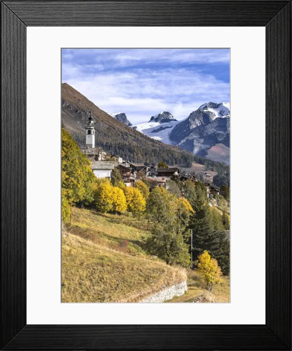 Framed Print : The village of Antagnod and the Monte Rosa Massif (Ayas Valley, Aosta province Framed Print : The village of Antagnod and the Monte Rosa Massif (Ayas Valley, Aosta province