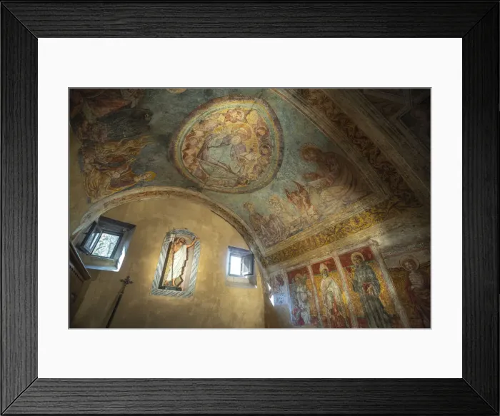 Framed Print : Church of Santa Maria Maggiore, side chapel with Umbrian-Sienese frescoes from the early Framed Print : Church of Santa Maria Maggiore, side chapel with Umbrian-Sienese frescoes from the early
