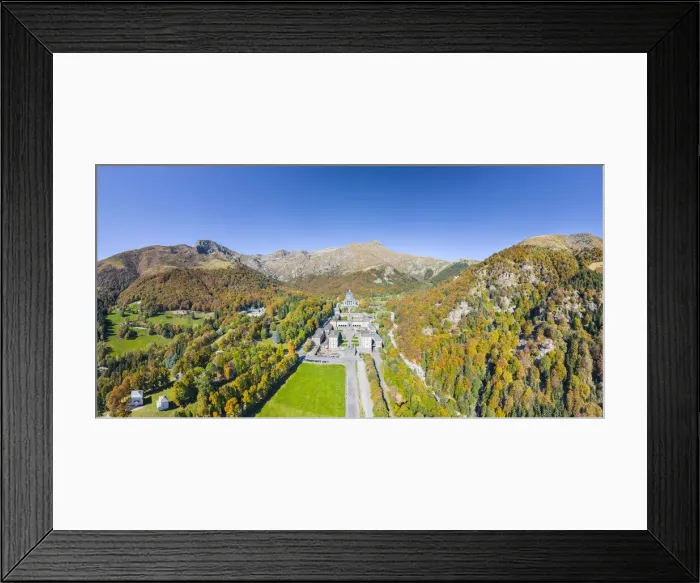 Framed Print : Marian Sanctuary of Oropa surrounded by the Alps of Biella (Biella, Biella province Framed Print : Marian Sanctuary of Oropa surrounded by the Alps of Biella (Biella, Biella province