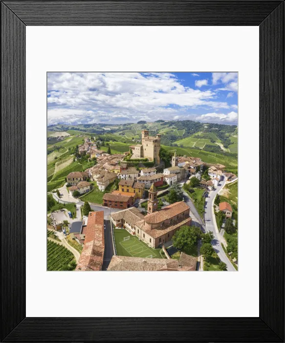 Framed Print : Serralunga D Alba village and its castle, Cuneo, Langhe, Piedmont, Italy Framed Print : Serralunga D Alba village and its castle, Cuneo, Langhe, Piedmont, Italy
