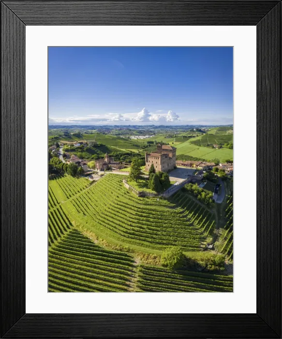 Framed Print : Aerial view of the medieval Castello di Grinzane Cavour Framed Print : Aerial view of the medieval Castello di Grinzane Cavour