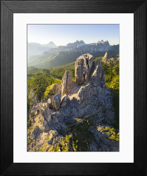 Framed Print : Cinque Torri from above at sunrise. Cortina d Ampezzo, Belluno province Framed Print : Cinque Torri from above at sunrise. Cortina d Ampezzo, Belluno province