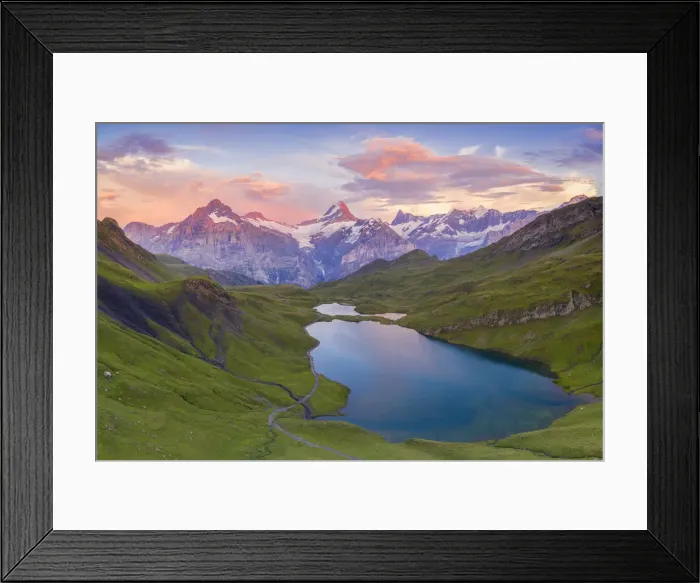 Framed Print : Sunset at lake Bachalpsee Grindelwald, Bernese Oberland, Switzerland Framed Print : Sunset at lake Bachalpsee Grindelwald, Bernese Oberland, Switzerland