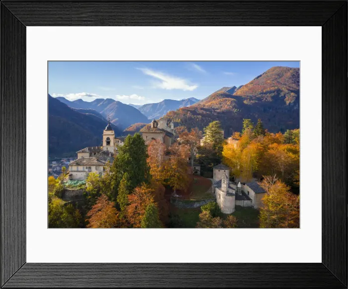 Framed Print : Aerial view of the Sacro Monte of Varallo Sesia, Vercelli district, Piedmont, Italy Framed Print : Aerial view of the Sacro Monte of Varallo Sesia, Vercelli district, Piedmont, Italy