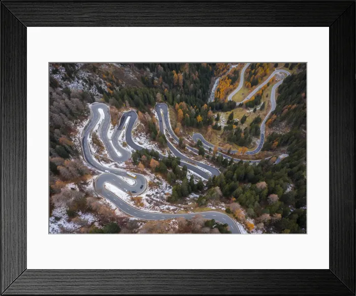 Framed Print : Maloja Pass road in autumn, Bregaglia Valley, Graubunden, Engadine, Switzerland
