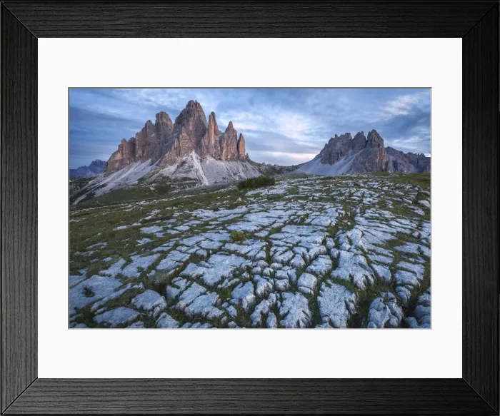Framed Print : Tre Cime di Lavaredo and Croda di Passaporto seen on the south side, Auronzo di Cadore Framed Print : Tre Cime di Lavaredo and Croda di Passaporto seen on the south side, Auronzo di Cadore