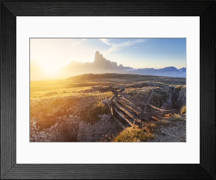 Framed Print : Trench on the Monte Piana, sunrise towards the Tre Cime di Lavaredo, Sexten Dolomites Framed Print : Trench on the Monte Piana, sunrise towards the Tre Cime di Lavaredo, Sexten Dolomites