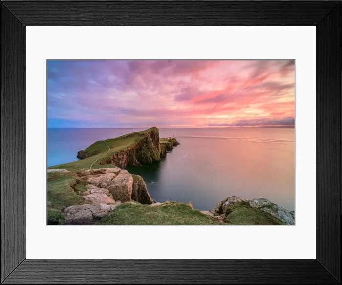 Framed Print : UK, Scotland, Isle of Skye: sunset over the Neist Point Lighthouse Framed Print : UK, Scotland, Isle of Skye: sunset over the Neist Point Lighthouse