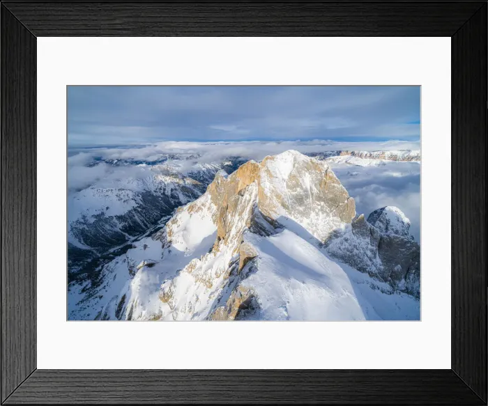 Framed Print : Aerial view of Gran Vernel peak in winter, Marmolada group, Dolomites Framed Print : Aerial view of Gran Vernel peak in winter, Marmolada group, Dolomites