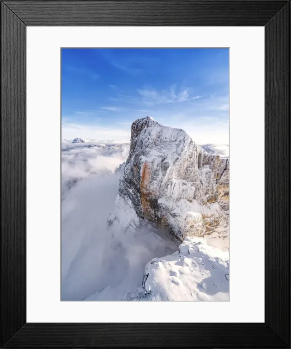 Framed Print : Aerial view of Monte Pelmo in winter, Dolomites, Belluno province, Veneto, Italy Framed Print : Aerial view of Monte Pelmo in winter, Dolomites, Belluno province, Veneto, Italy