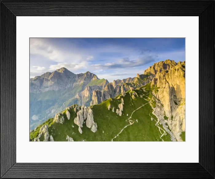 Framed Print : Rifugio Rosalba framed by rocks of Grignetta and Grignone mountains in the background Framed Print : Rifugio Rosalba framed by rocks of Grignetta and Grignone mountains in the background