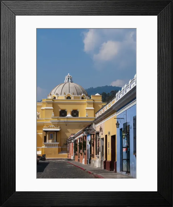 Framed Print : Calle de Santa Catalina and in the background La Merced church, Antigua, Guatemala Framed Print : Calle de Santa Catalina and in the background La Merced church, Antigua, Guatemala