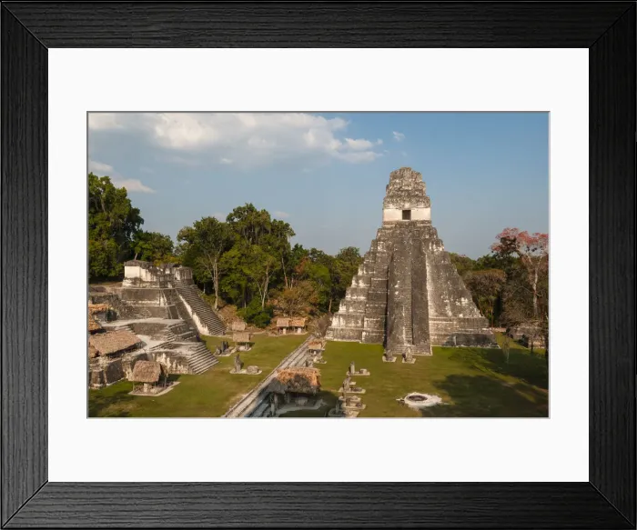 Framed Print : Gran Plaza, view of northern acropolis and Temple I, Tikal mayan archaeological site Framed Print : Gran Plaza, view of northern acropolis and Temple I, Tikal mayan archaeological site