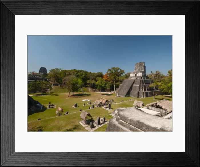 Framed Print : Temple II and Grand Plaza, Tikal mayan archaeological site, Guatemala
