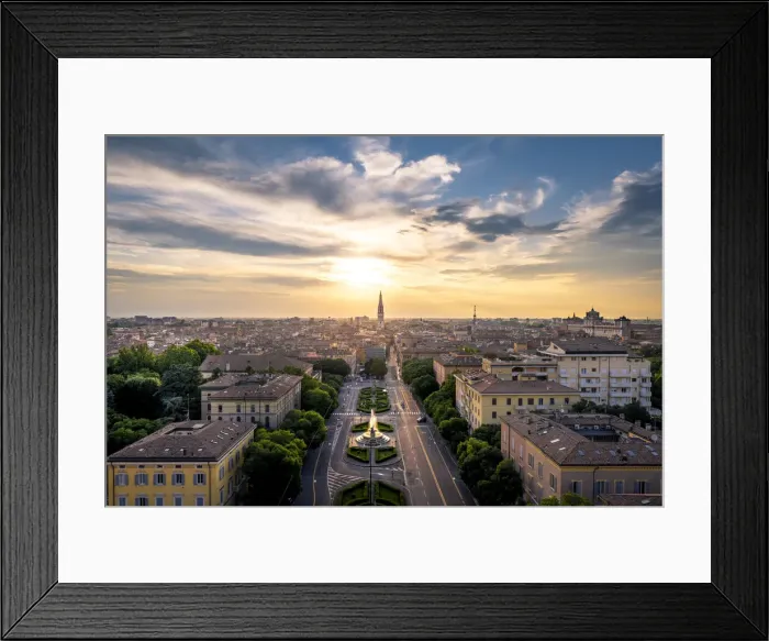 Framed Print : The city of Modena with its tower named Ghirlandina, during sunset Framed Print : The city of Modena with its tower named Ghirlandina, during sunset