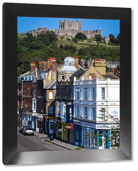UK, England, Kent, Dover, Dover Castle from the centre of the town