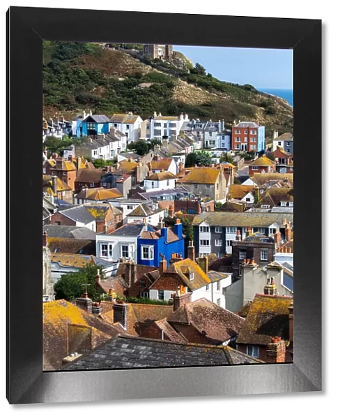 UK, England, East Sussex, Hastings, The centre of Hastings from Castle Hill