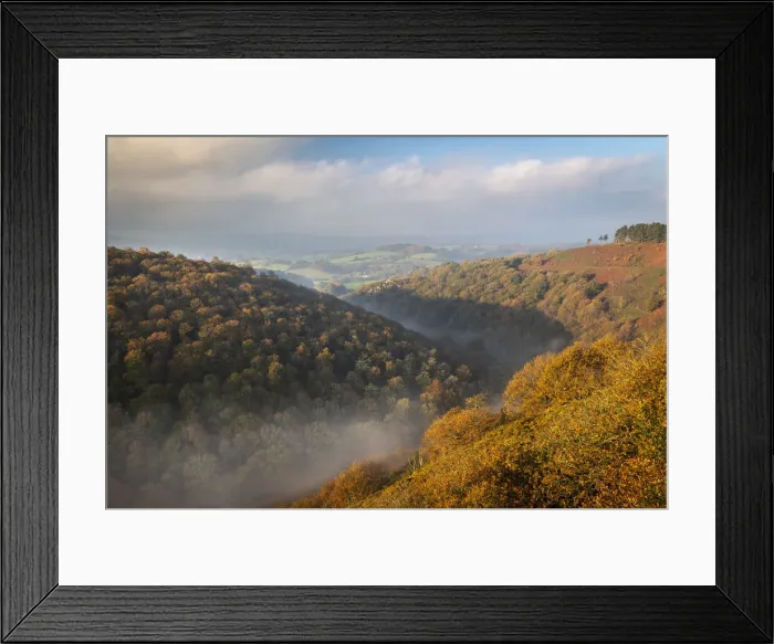 Framed Print : Autumn colours on a misty fall morning above the Teign Valley, Dartmoor, Devon, England Framed Print : Autumn colours on a misty fall morning above the Teign Valley, Dartmoor, Devon, England
