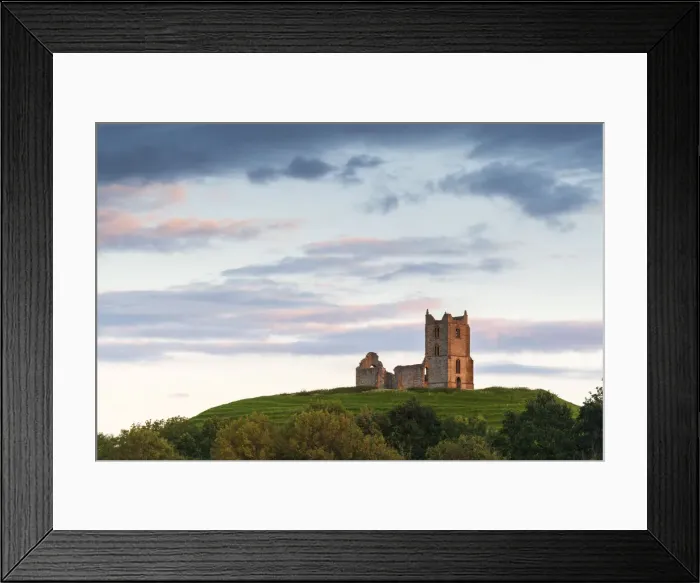 Framed Print : Ruins of St Michaels Church on Burrow Mump, Burrowbridge, Somerset, England