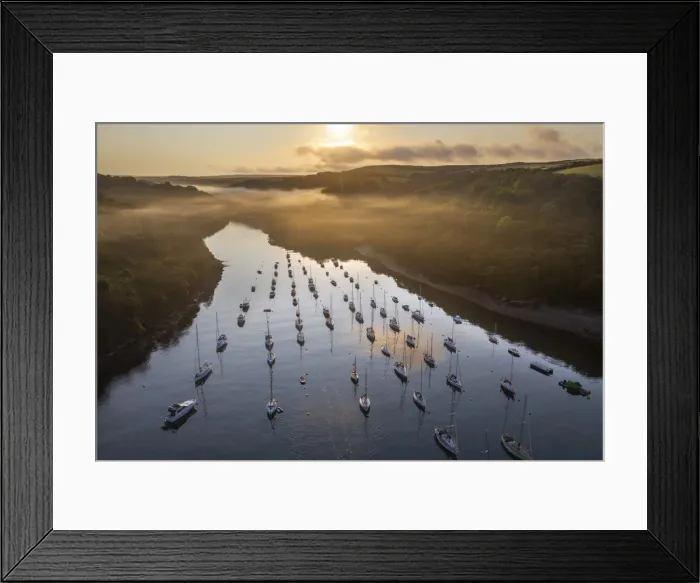 Framed Print : Sailing boats moored on Pont Pill at dawn, Fowey, Cornwall, England Framed Print : Sailing boats moored on Pont Pill at dawn, Fowey, Cornwall, England