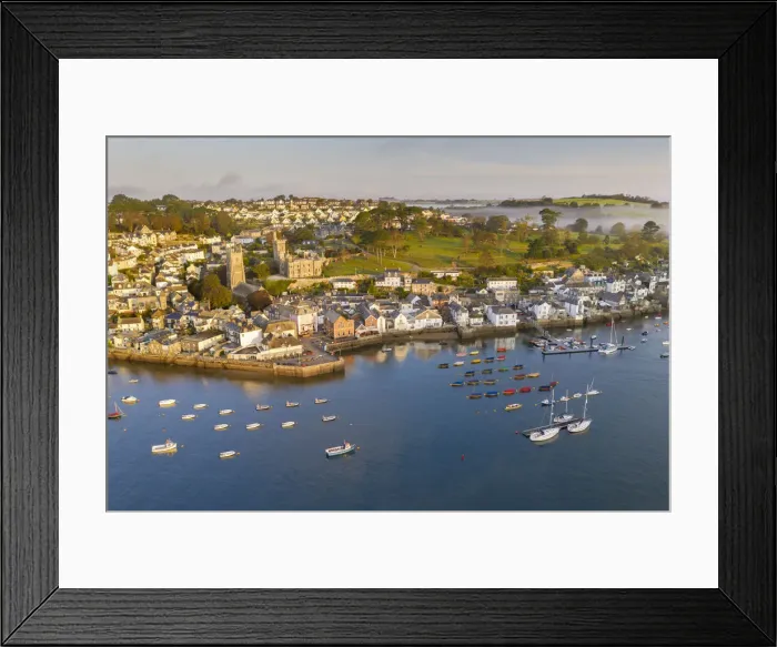Framed Print : Aerial vista of Fowey at dawn, Cornwall, England. Autumn (September) 2020 Framed Print : Aerial vista of Fowey at dawn, Cornwall, England. Autumn (September) 2020