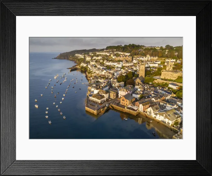 Framed Print : Aerial view of Fowey on a sunny morning, Cornwall, England. Autumn (September) 2020 Framed Print : Aerial view of Fowey on a sunny morning, Cornwall, England. Autumn (September) 2020