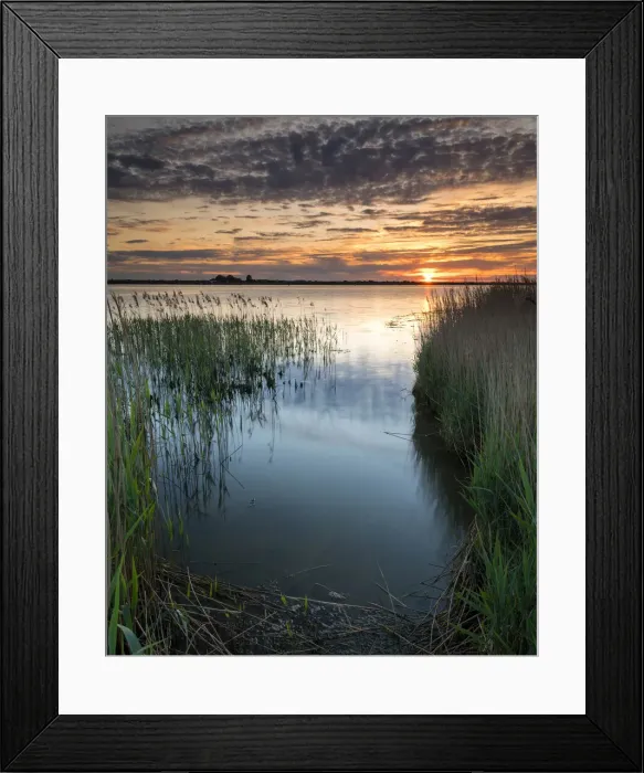 Framed Print : Sunset over Breydon Water, near Great Yarmouth, Norfolk, England