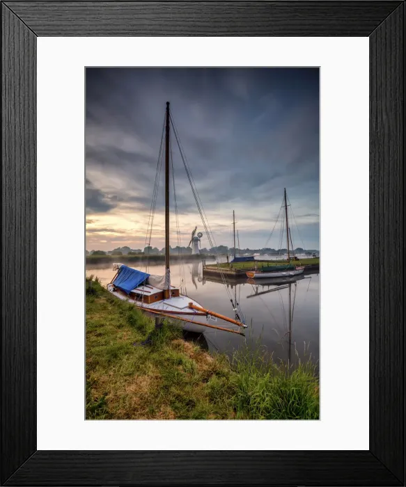 Framed Print : Sailboat framing Thurne Mill, Norfolk Broads, Norfolk, England