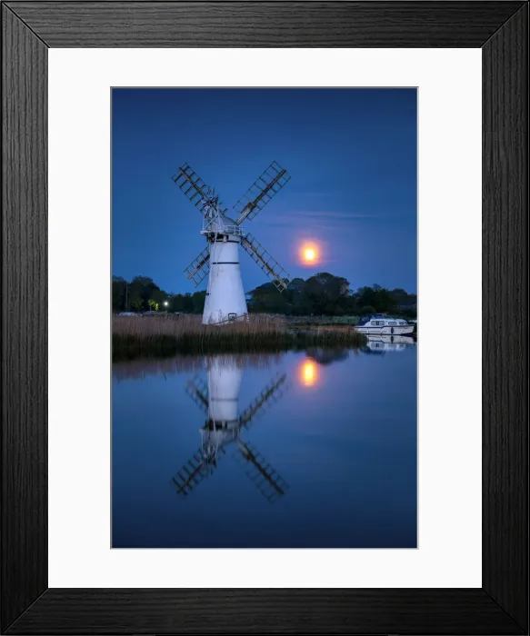 Framed Print : Full Moon Rising at Thurne Mill, Norfolk Broads, Norfolk, England Framed Print : Full Moon Rising at Thurne Mill, Norfolk Broads, Norfolk, England