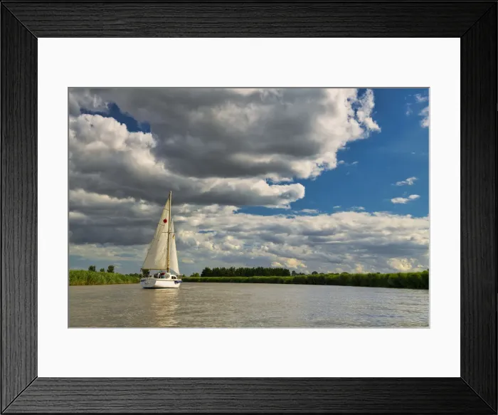 Framed Print : Sailboat on River Yare, Norfolk Broads National Park, Norfolk, England Framed Print : Sailboat on River Yare, Norfolk Broads National Park, Norfolk, England
