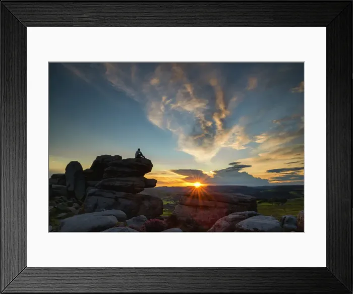 Framed Print : Lone Person at Surprise View at Sunset, Peak District National Park, Derbyshire, England Framed Print : Lone Person at Surprise View at Sunset, Peak District National Park, Derbyshire, England