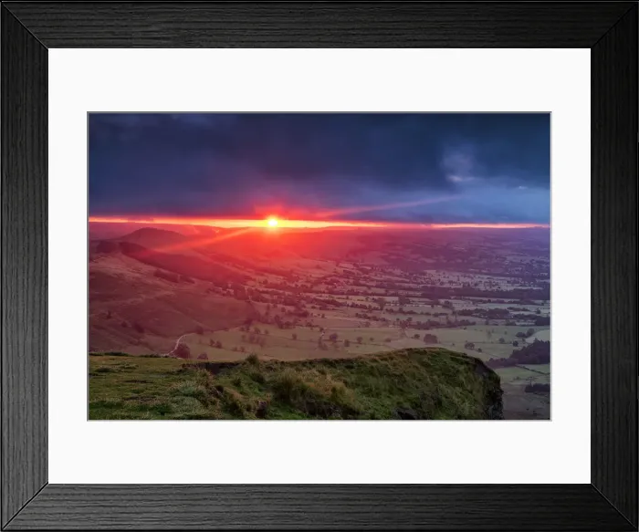 Framed Print : Sunrise over Hope Valley, Peak District National Park, Derbyshire, England Framed Print : Sunrise over Hope Valley, Peak District National Park, Derbyshire, England