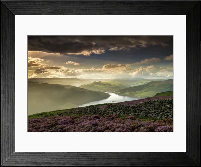 Framed Print : Rain Showers at Bamford Edge, Peak District National Park, Derbyshire, England