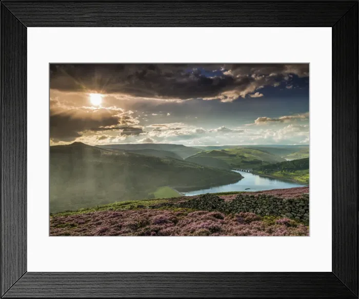 Framed Print : Rain Showers at Bamford Edge, Peak District National Park, Derbyshire, England
