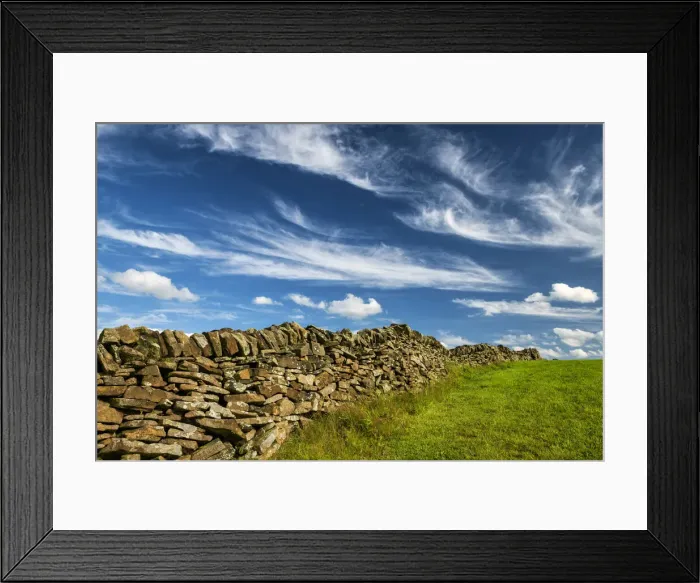Framed Print : Cloudscape & Stone Wall, Peak District National Park, Derbyshire, England Framed Print : Cloudscape & Stone Wall, Peak District National Park, Derbyshire, England